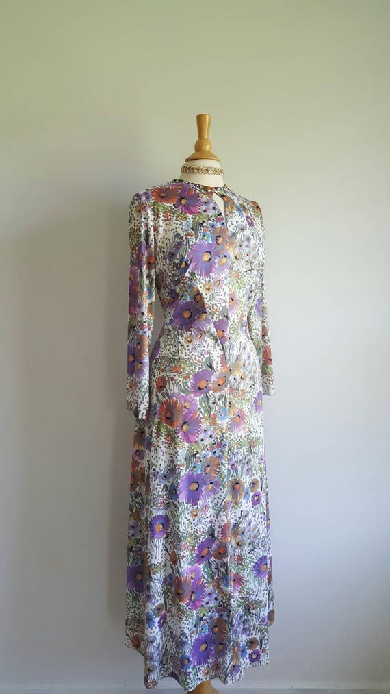 Vintage 1970s long floral maxi dress, long sleeve… - image 6