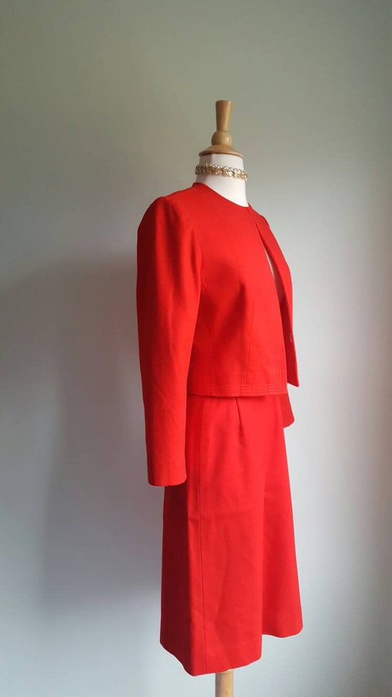 Vintage 1990s does 1960s red Pendleton wool dress… - image 4