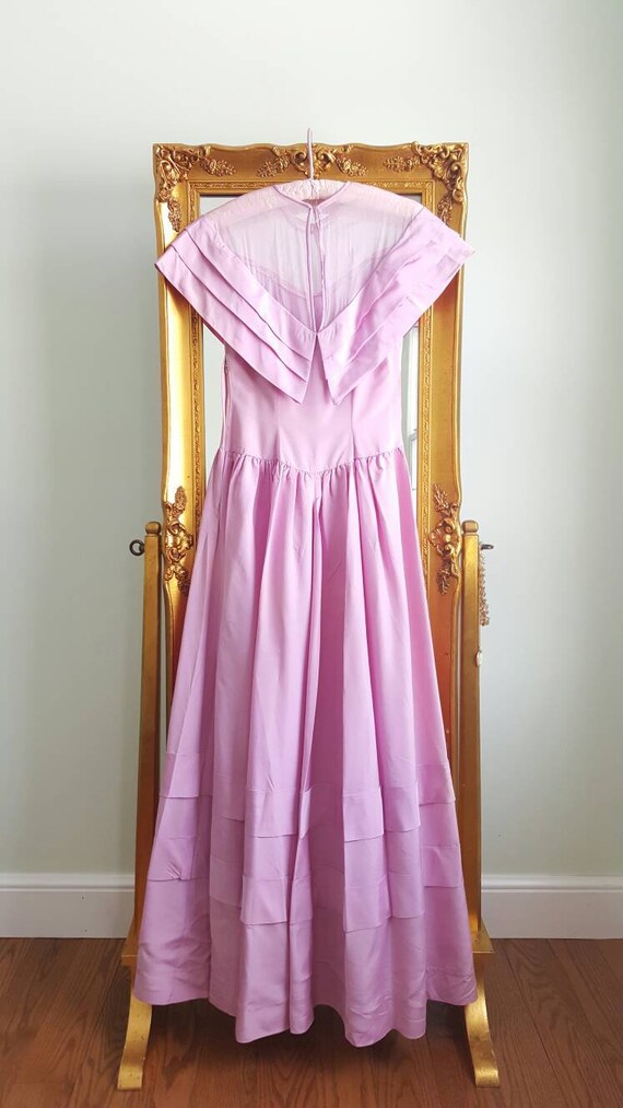 Vintage 1940s pale lavender dusty lilac taffeta l… - image 9