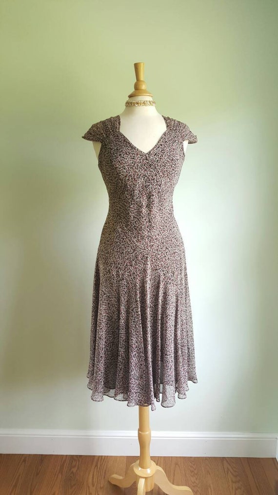 Vintage 1990s does 1930s pure silk floral dress, … - image 2