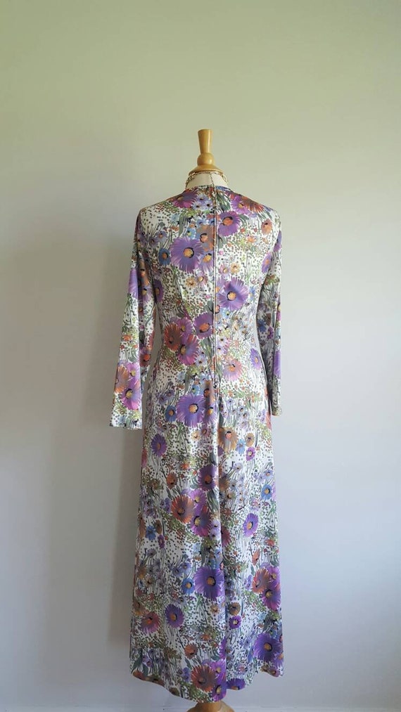 Vintage 1970s long floral maxi dress, long sleeve… - image 8