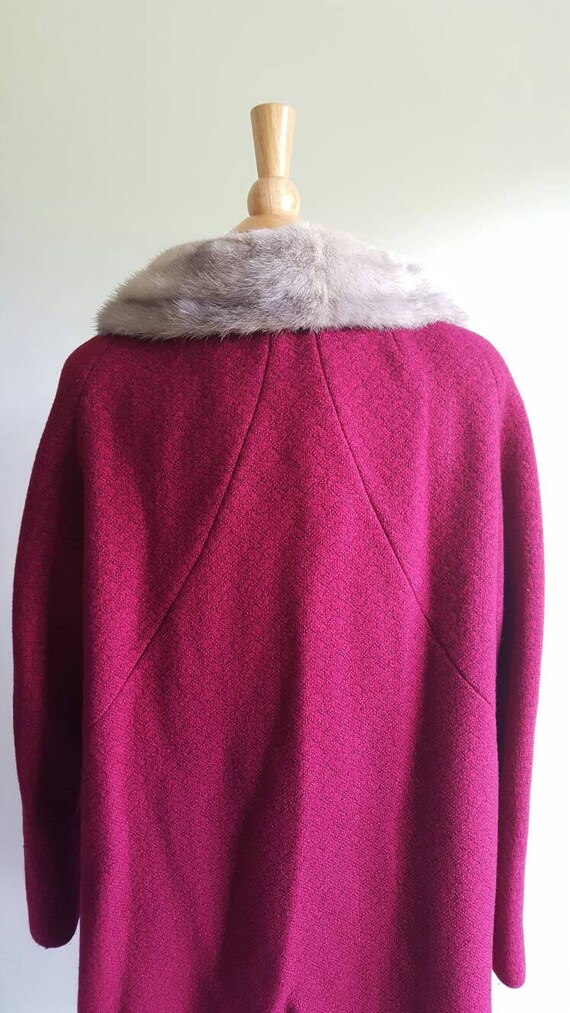 Vintage 1950s 50s deep magenta red purple wool sw… - image 7