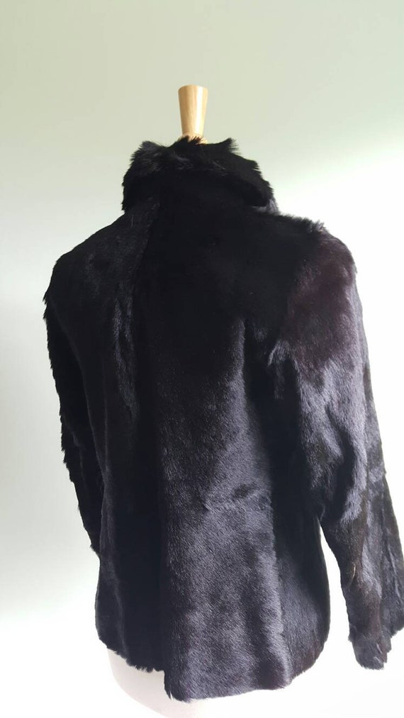 Vintage 1930s pony horse hair fur hide black coat… - image 5