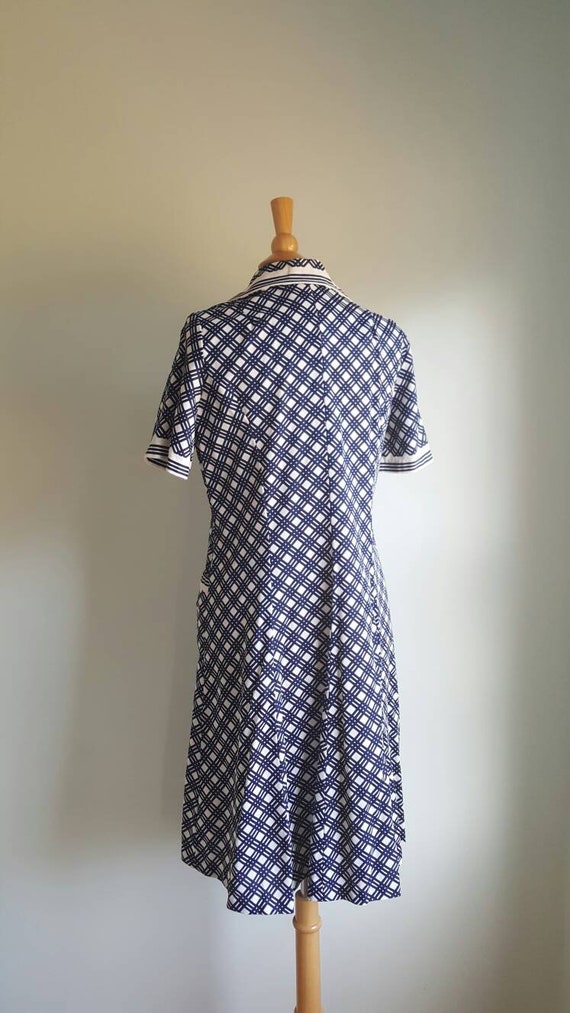 Vintage 1970s does 1930s dark navy blue and white… - image 6