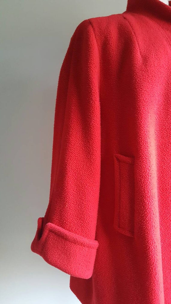 Vintage late 1940s early 1950s bright red nubby w… - image 9