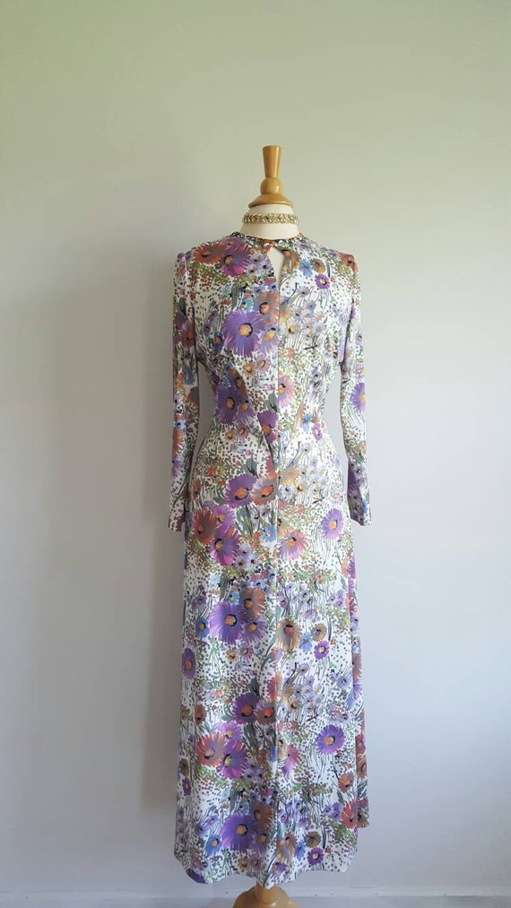Vintage 1970s long floral maxi dress, long sleeve… - image 10