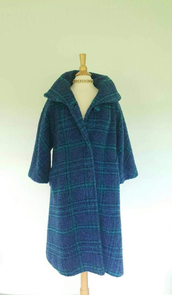 Vintage 1950s 1960s Lilli Ann peacock plaid dress… - image 3