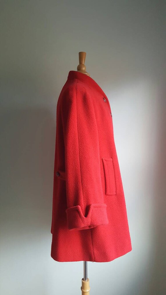 Vintage late 1940s early 1950s bright red nubby w… - image 6