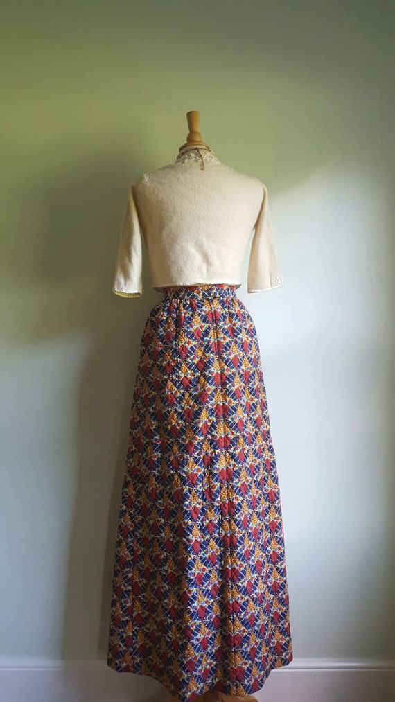 Vintage 1960s 1970s patchwork quilted maxi skirt,… - image 6