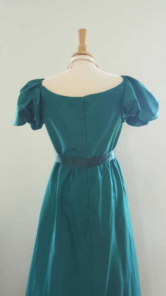 Vintage Teal Taffeta Long Formal Dress 
