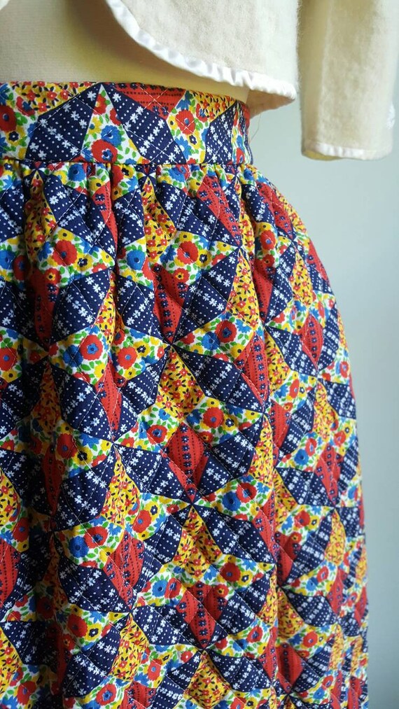 Vintage 1960s 1970s patchwork quilted maxi skirt,… - image 3