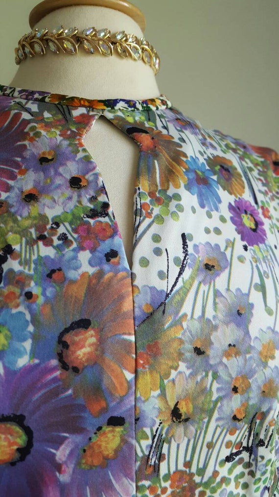 Vintage 1970s long floral maxi dress, long sleeve… - image 3