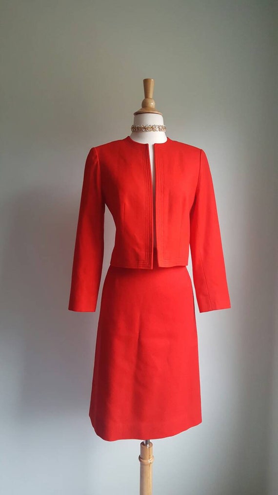 Vintage 1990s does 1960s red Pendleton wool dress… - image 8
