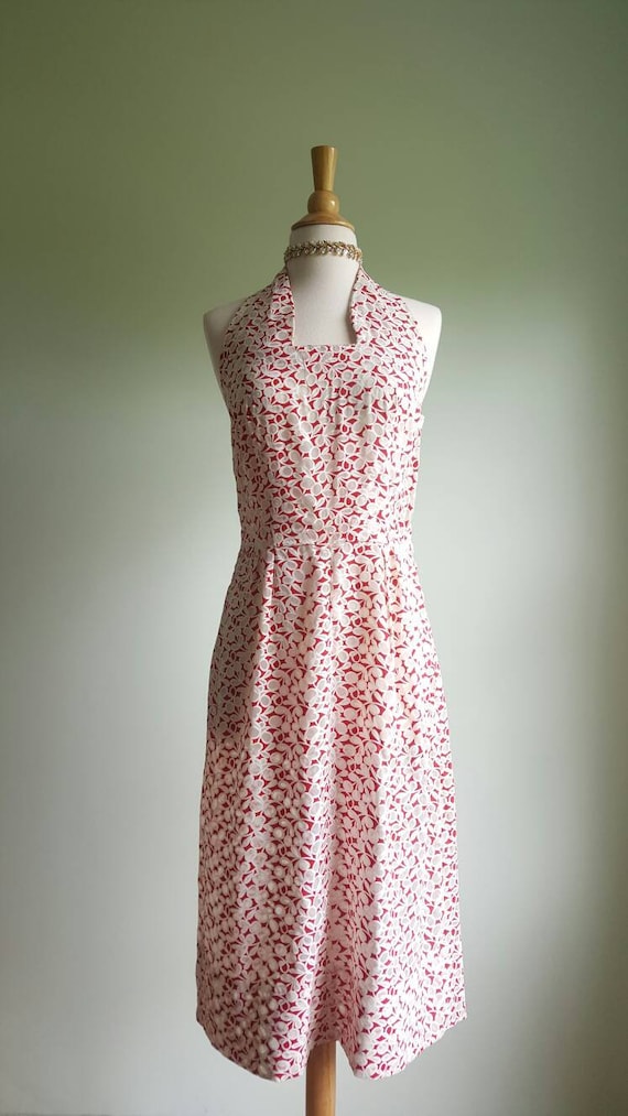 Vintage 1930s 1940s halter dress and jacket suit, red - Gem