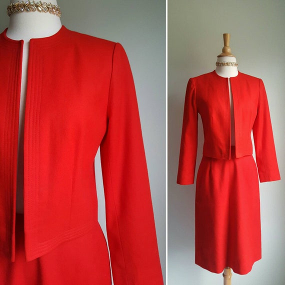 Vintage 1990s does 1960s red Pendleton wool dress… - image 1