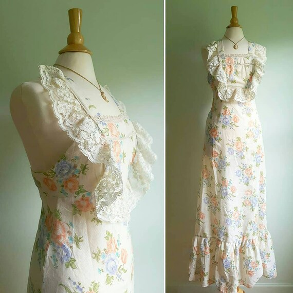 Vintage 1970s Peach Pinafore Linen Cotton Dress