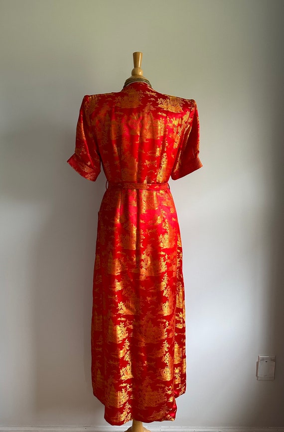 Semi antique vintage 1930s 1940s red and gold sil… - image 9