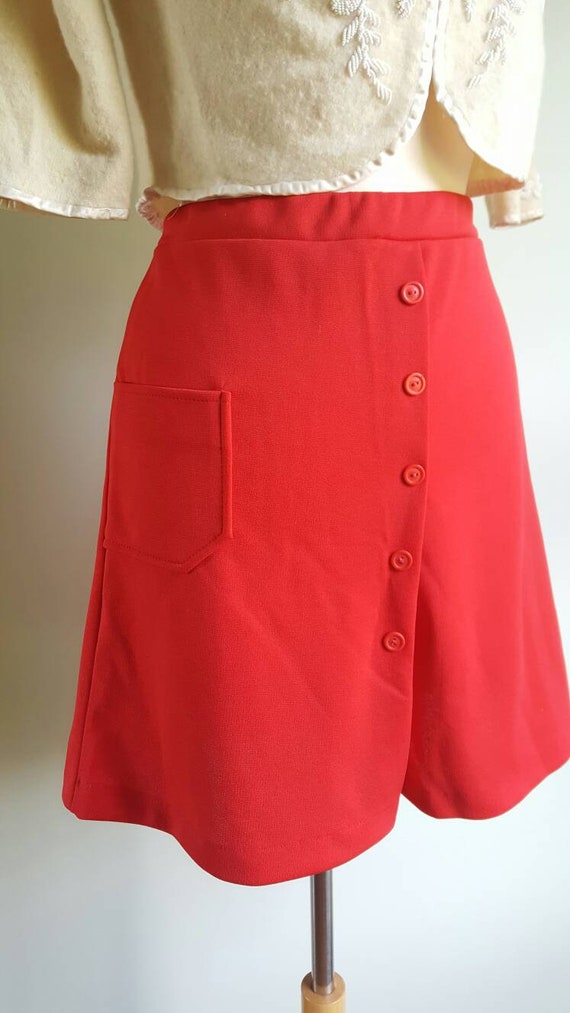 Vintage 1960s 1970s does 1940s red high waisted s… - image 4