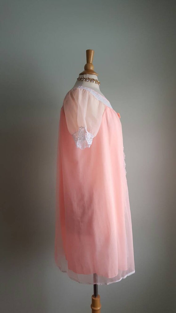 Vintage 1950s 1960s pink blush babydoll nightgown… - image 5
