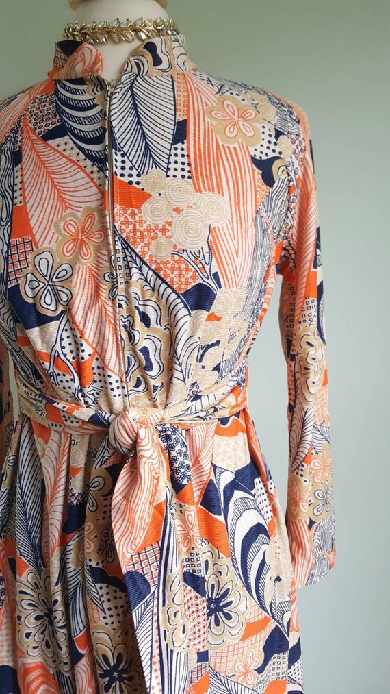 zip up,polyester,lounger Long floral dress,pastel,dress,1970s,70 lounge wear