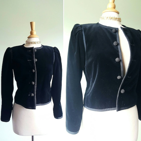 Vintage cotton velvet black dress jacket, 1980s do