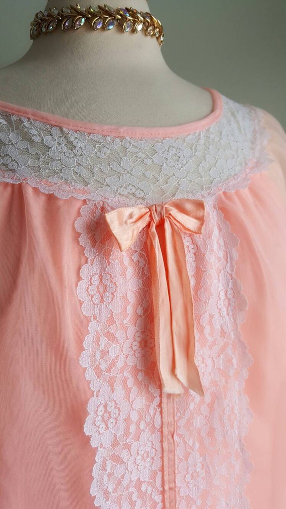 Vintage 1950s 1960s pink blush babydoll nightgown… - image 4