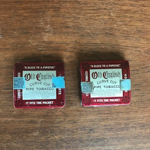 Pair of Old English Curve Cut Pipe Tobacco Tins