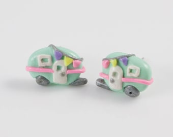 Camper Earrings, Camper Studs, Camping Earrings, Camping Jewelry, Camping Gifts, Camper Jewelry, Travel Earrings, Traveler Earrings, Retro