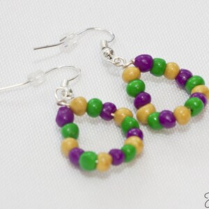 New Orleans Jewelry, Mardi Gras Earrings, Mardi Gras Bead Earrings, Mardi Gras Gifts, Custom Jewelry, Clay Jewelry, New Orleans Gifts