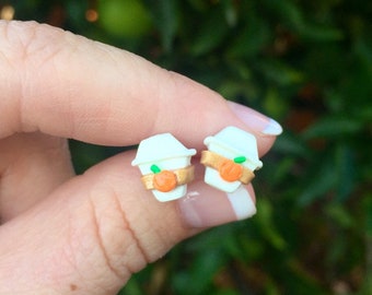 Pumpkin Spice Latte Earrings, Pumpkin Spice Earrings, Pumpkin Spice Latte Studs, Fall Earrings, Fall Studs, Coffee Earrings, Coffee Studs