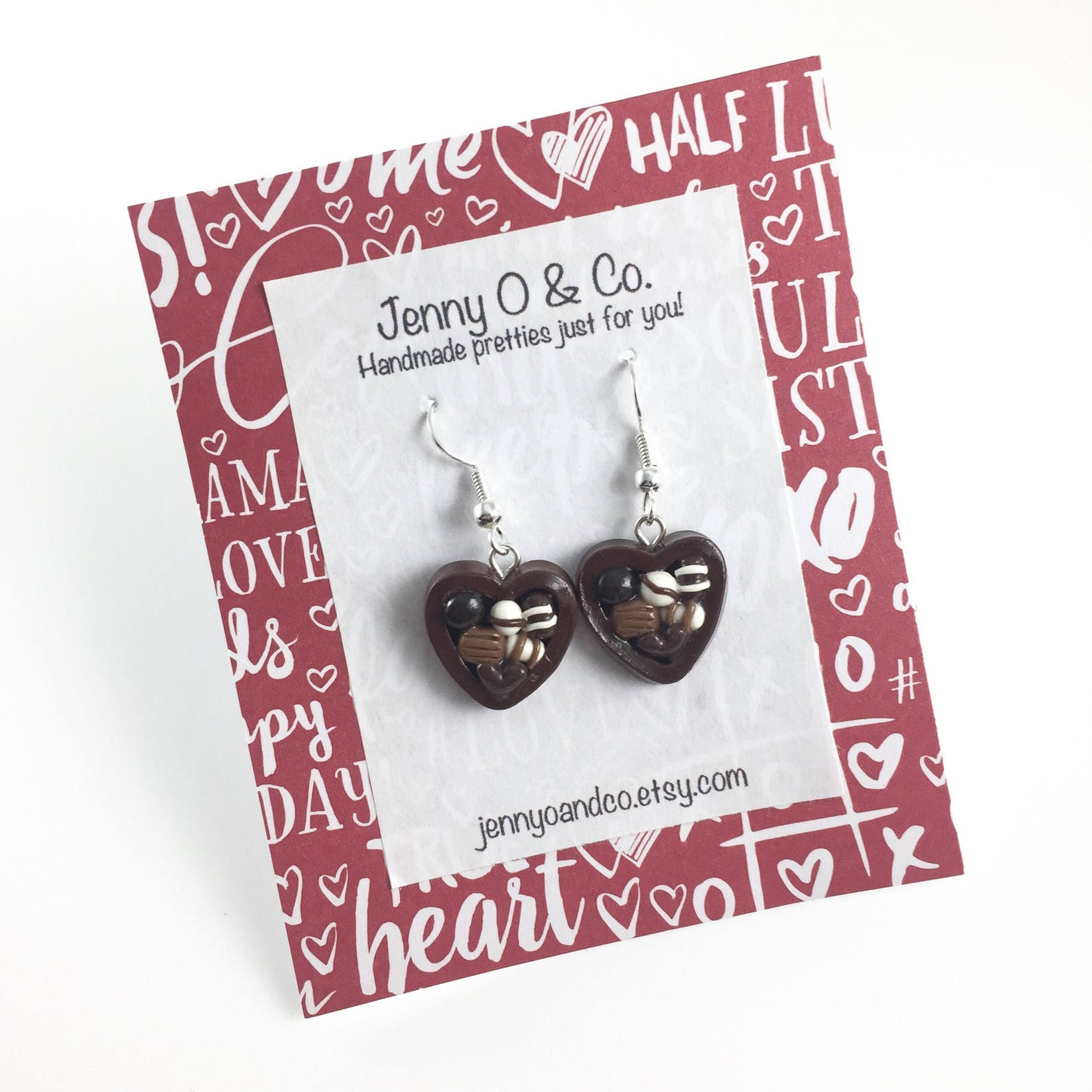 Box of Chocolate Earrings, Chocolate Heart Earrings, Chocolate Earrings ...