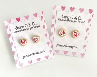 Heart Cookie Earrings, Heart Sugar Cookie Earrings, Heart Valentine's Day Earrings, Sugar Cookie Earrings, Heart Earrings, Cookie Earrings