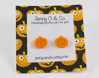 Pompoen studs, pompoen oorbellen, pompoen sieraden, Halloween studs, Halloween oorbellen, Jack O lantaarn studs, hypoallergene berichten