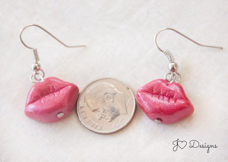 Lip Earrings Dangle Lip Earrings Red Lip Earrings Pink Lip Etsy