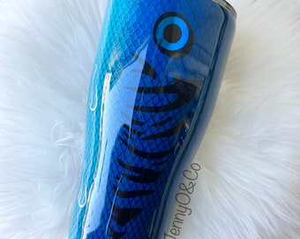 Vaso azul con señuelo de pesca, vaso para el Día del Padre, vaso de pesca, vaso con señuelo de pesca, regalo de pesca, vaso para el Día de la Madre, taza con señuelo de pesca