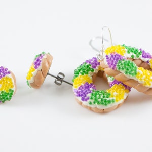 King Cake Earrings, King Cake Jewelry, Mardi Gras Earrings, Mardi Gras Jewelry, New Orleans Jewelry, New Orleans Gifts, New Orleans Earrings image 4