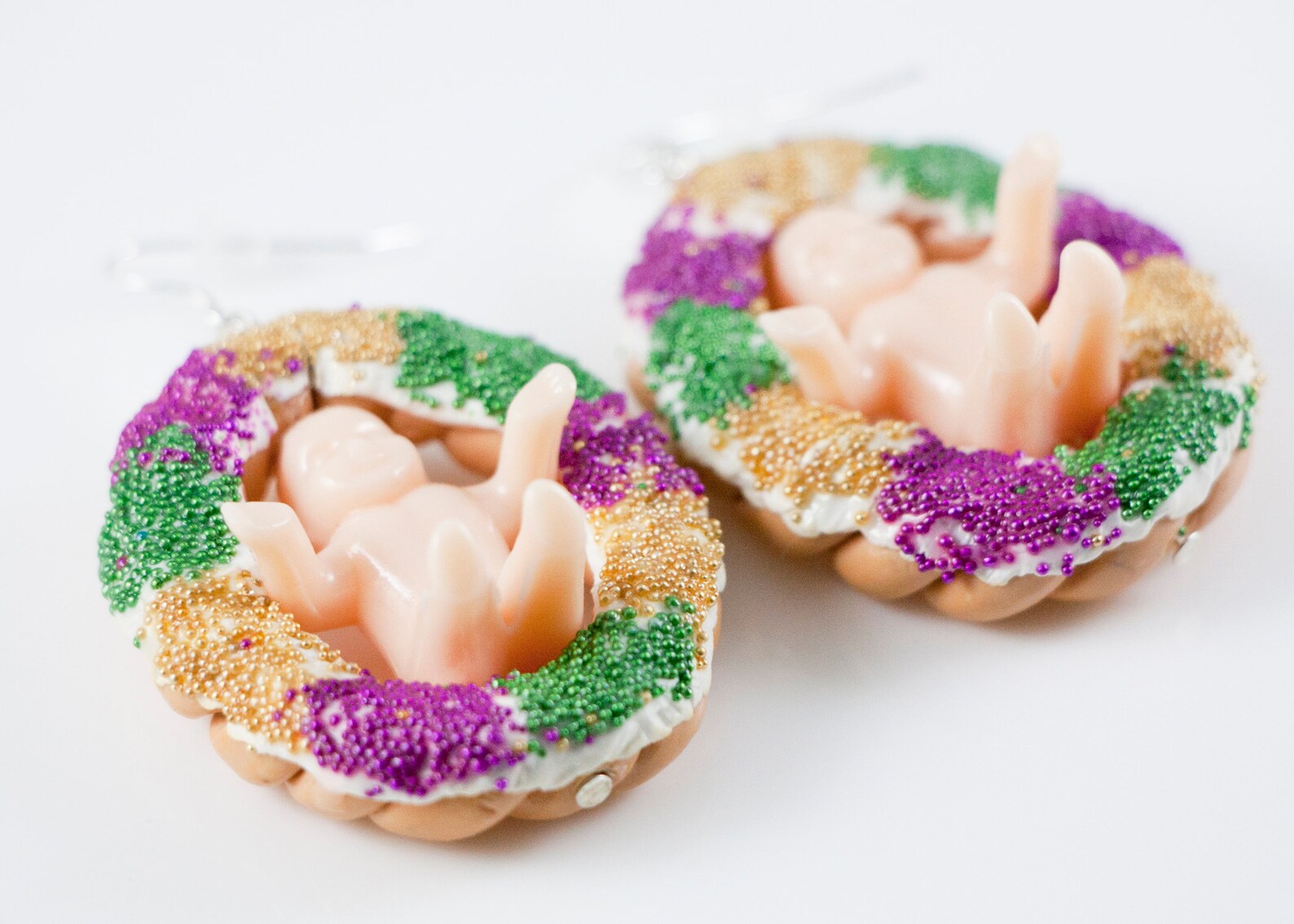 King Cake Baby Earrings King Cake Earrings King Cake Etsy