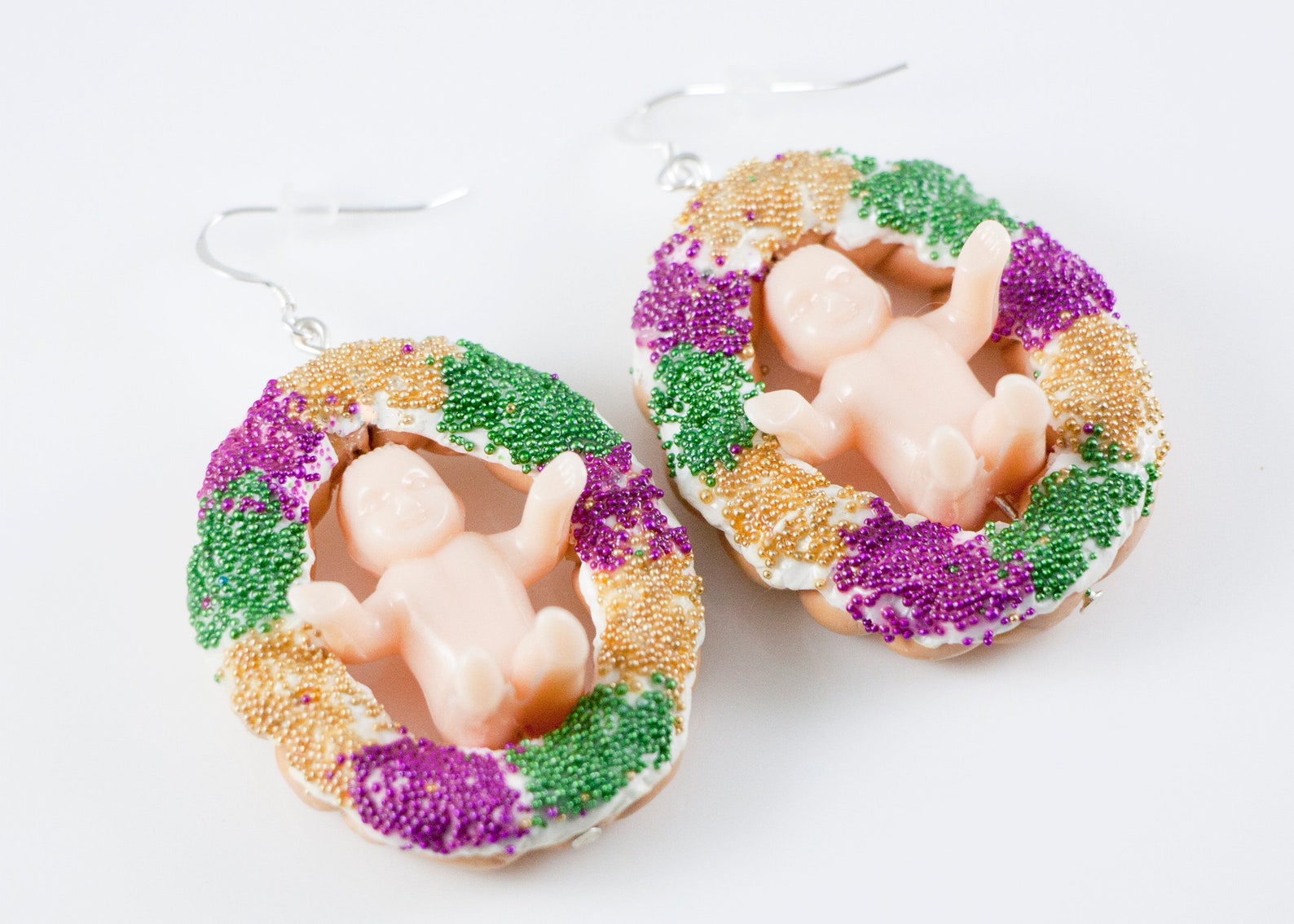 King Cake Baby Earrings King Cake Earrings King Cake Etsy