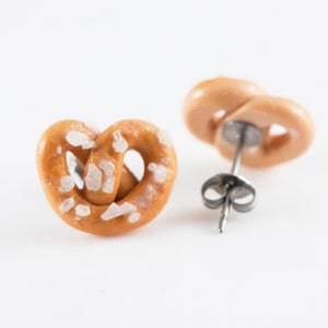 Pretzel Studs, Pretzel Stud Earrings, Pretzel Gift, Oktoberfest Earrings, Oktoberfest Gift, Oktoberfest Jewelry, Salted Pretzel Earrings image 3