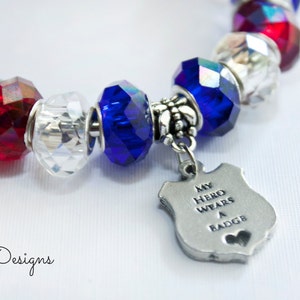 Police Wife Bracelet, Police Mom Bracelet, Police Gifts, Thin Blue Line Bracelet, My Hero Wears a Badge Bracelet, Police Jewelry
