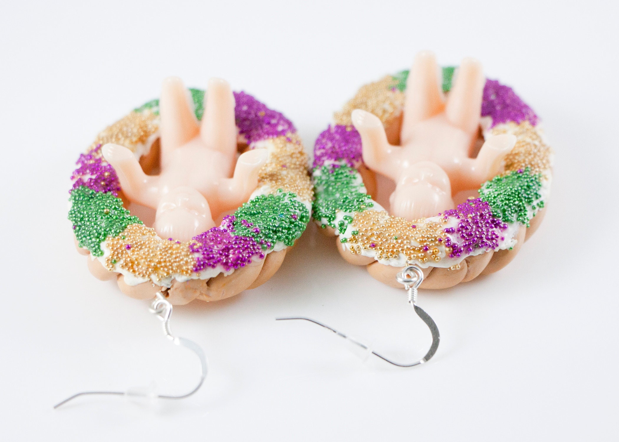 King Cake Baby Earrings King Cake Earrings King Cake Etsy