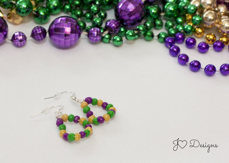 mardi gras bead earrings