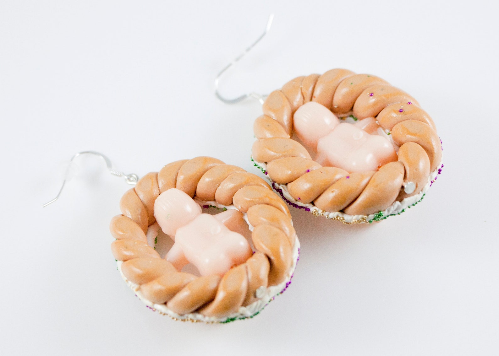 King Cake Baby Earrings King Cake Earrings King Cake Etsy