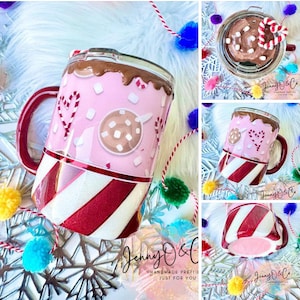 Christmas Mug, Peppermint Mug, Hot Chocolate Mug, Hot Chocolate Tumbler, Hot Cocoa Mug, Hot Cocoa Tumbler, Christmas Hot Cocoa, Secret Santa