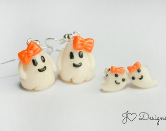 Brincos fantasmas, brincos fantasmas, brincos que brilham no escuro, fantasmas que brilham no escuro, brincos fantasmas brilhantes, brincos de Halloween, presentes de Halloween