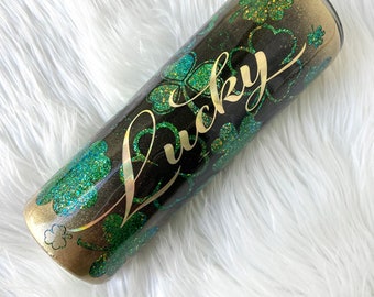 Saint Patrick's Day Tumbler, Lucky Tumbler, Shamrock Tumbler, Peekaboo Shamrock Tumbler, St Paddy Tumbler, Peekaboo St Paddy Tumbler