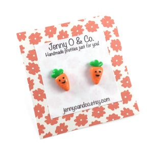 Carrot Earrings, Carrot Studs, Easter Earrings, Food Earrings, Miniature Food Earrings, Clay Earrings, Easter Basket Items, Easter Stuffers