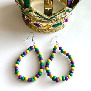 Large Mardi Gras Bead Earrings, Large Mardi Gras Earrings, Mardi Gras Jewelry, New Orleans Earrings, New Orleans Gifts, Mardi Gras Beads