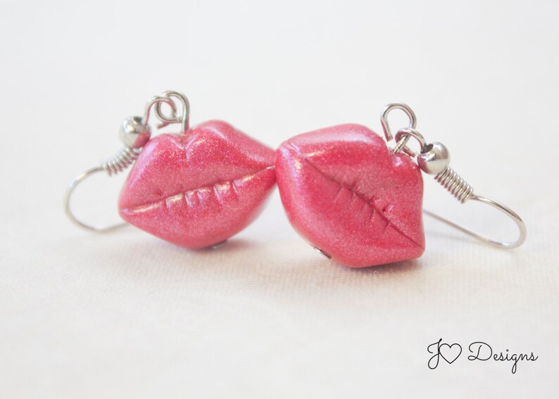Lip Earrings Dangle Lip Earrings Red Lip Earrings Pink Lip Etsy
