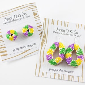 King Cake Earrings, King Cake Jewelry, Mardi Gras Earrings, Mardi Gras Jewelry, New Orleans Jewelry, New Orleans Gifts, New Orleans Earrings image 9